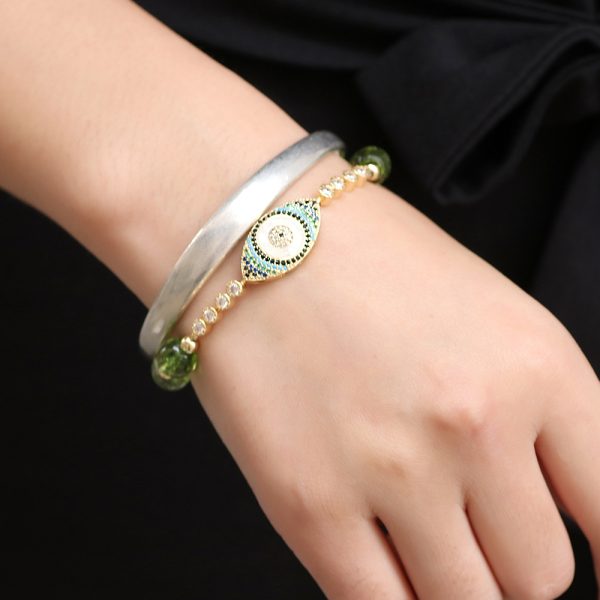 Natural Olivine Zircon Evil Eye Bracelet - Image 3