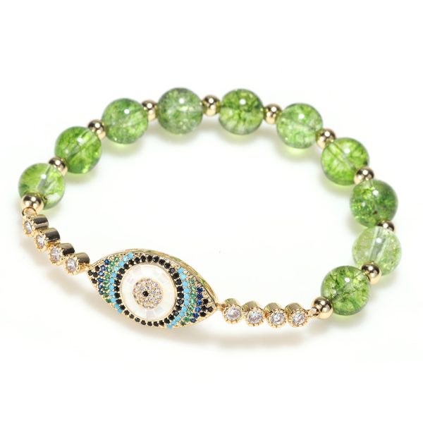 Natural Olivine Zircon Evil Eye Bracelet - Image 2