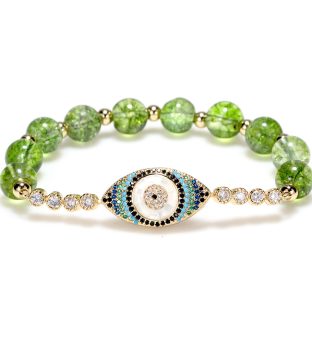 Natural Olivine Zircon Evil Eye Bracelet