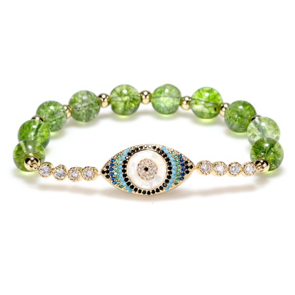 Natural Olivine Zircon Evil Eye Bracelet