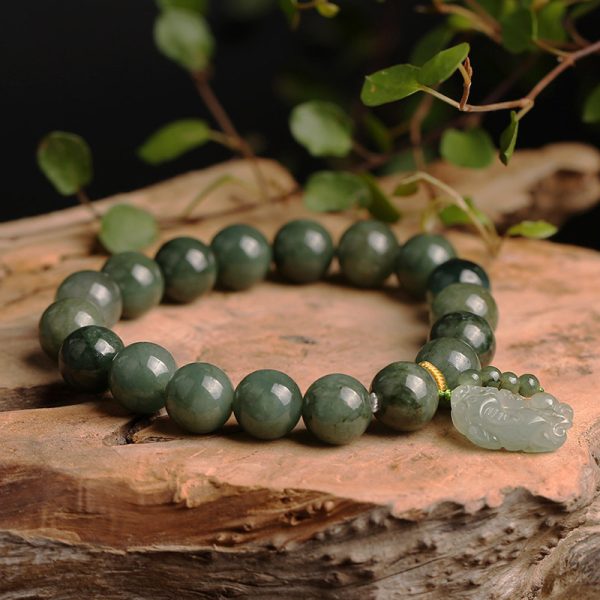 Green Jade Bracelet with Pixiu – Invite Wealth & Calming Energies - Image 2
