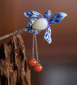 Hetian Jade Leaf Prosperity Charm Hairpin