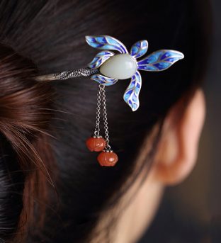 Hetian Jade Leaf Prosperity Charm Hairpin