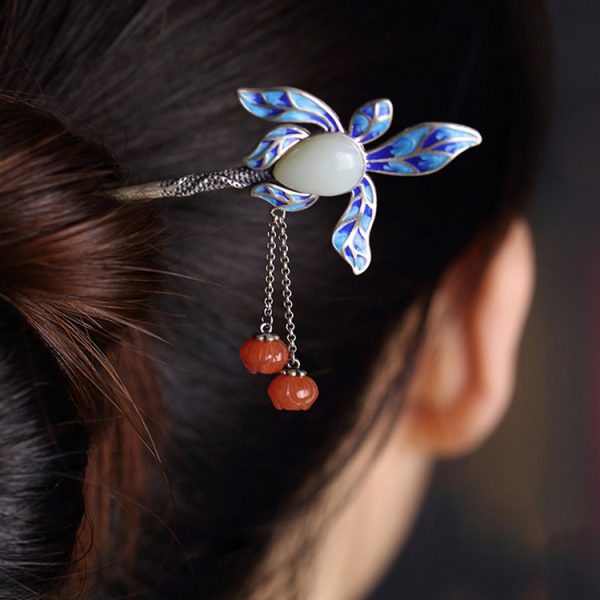 Hetian Jade Leaf Prosperity Charm Hairpin