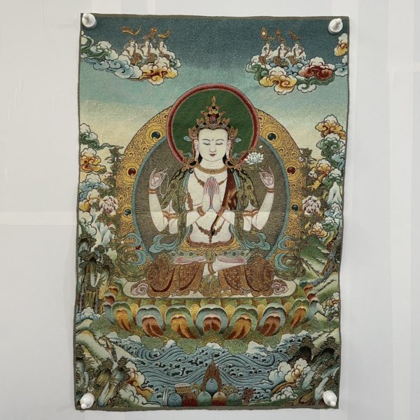 Feng Shui Bliss Tibetan Silk Embroidery White Tara Thangka Tapestry Wall Hanging Wall Art Meditation for Home Decor - Image 4