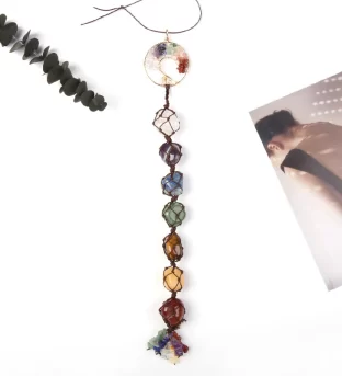 7 Chakra Hanging Tassel Necklace