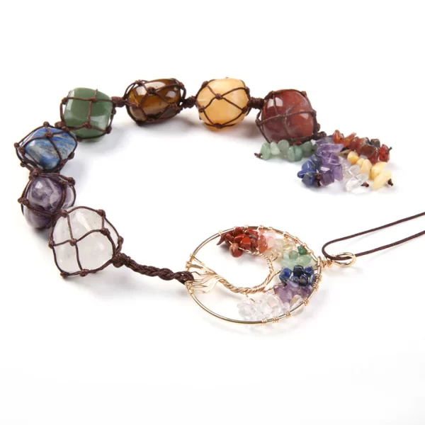 7 Chakra Hanging Tassel Necklace