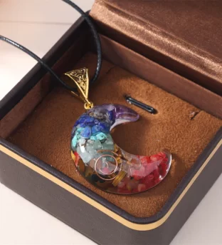 7 Chakra Moon Pendant Necklace
