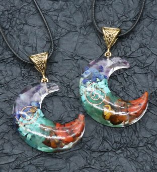 7 Chakra Moon Pendant Necklace