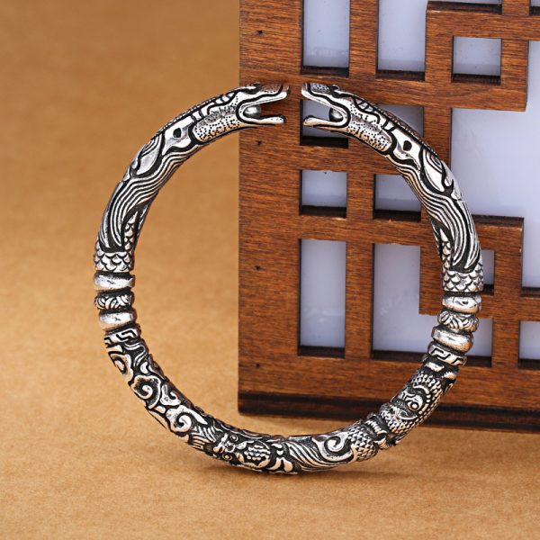Ancient Silver Dragon Cuff Bracelet