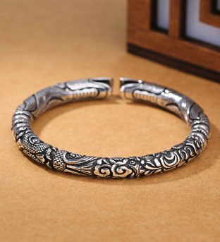 Ancient Silver Dragon Cuff Bracelet