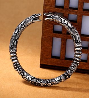 Ancient Silver Dragon Cuff Bracelet