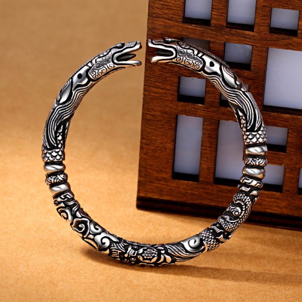 Ancient Silver Dragon Cuff Bracelet