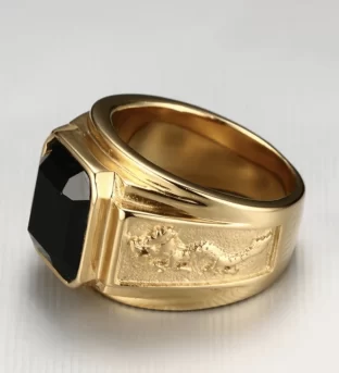 Black Crystal Lucky Dragon Ring