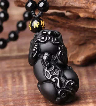 Black Obsidian Pixiu Necklace
