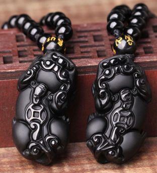 Black Obsidian Pixiu Necklace