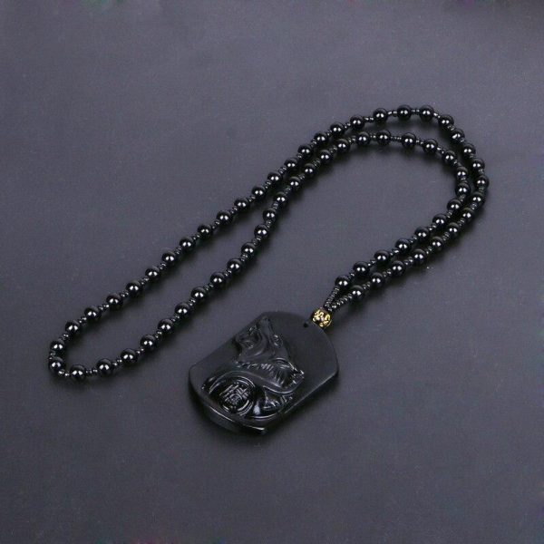 Black Obsidian Wolf Pendant