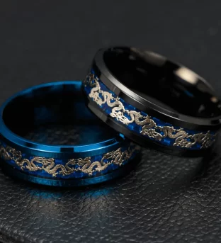 Chinese Dragon Inlay Ring