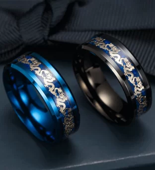 Chinese Dragon Inlay Ring