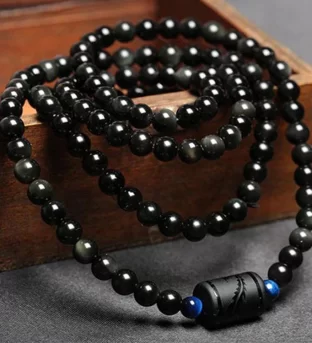 Dragon and Phoenix Obsidian Bracelet Wrap - Inspire Honesty and Eternal Love