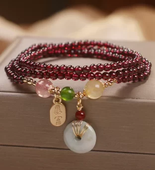 Garnet Triple Wrap Bracelet