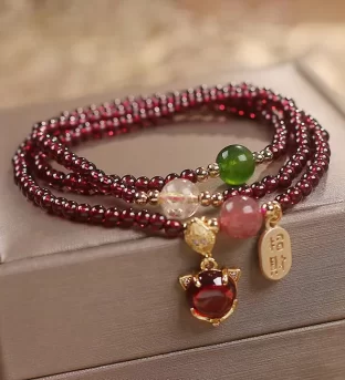 Garnet Triple Wrap Bracelet