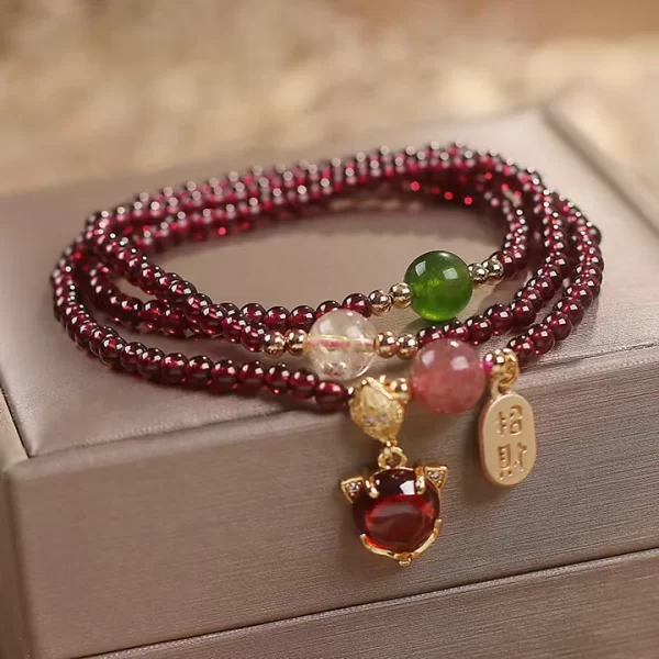 Garnet Triple Wrap Bracelet