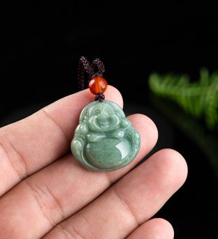 Jade Laughing Buddha Necklace
