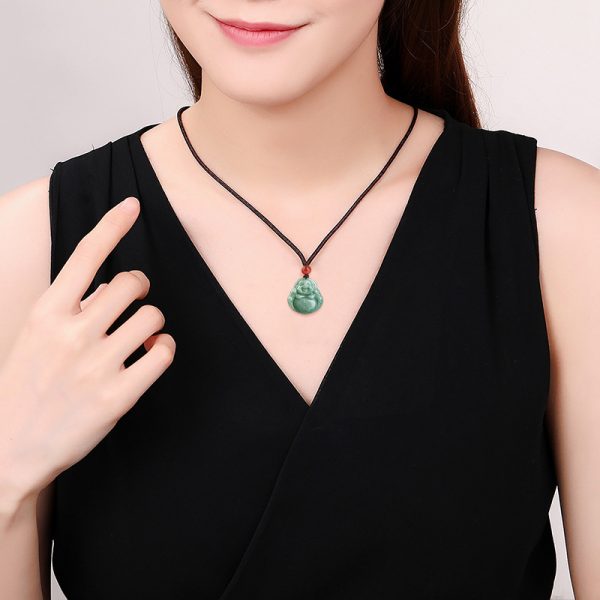 Jade Laughing Buddha Necklace