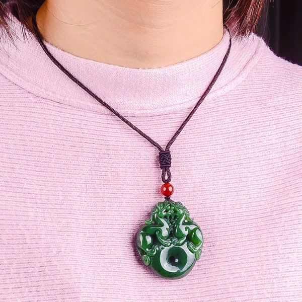 Lucky Double Pixiu Hetian Jade Necklace