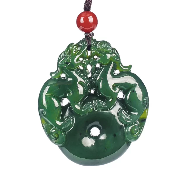 Lucky Double Pixiu Hetian Jade Necklace