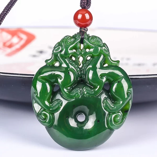 Lucky Double Pixiu Hetian Jade Necklace
