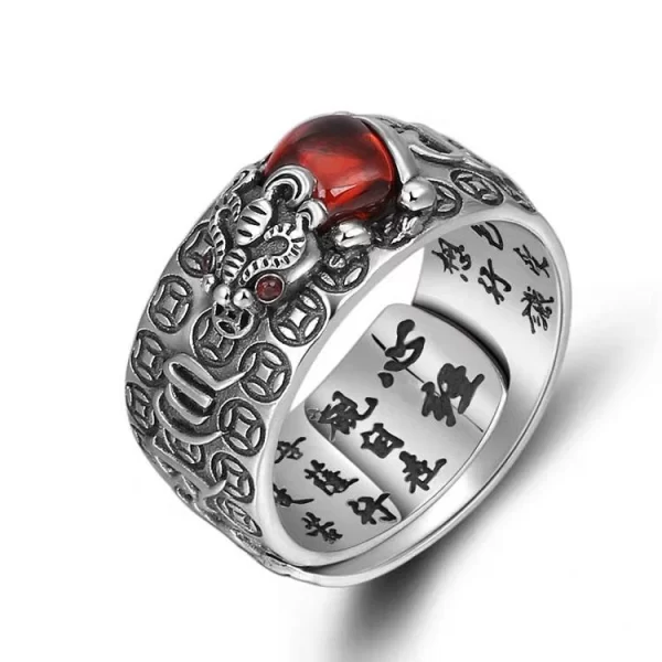 Natural Garnet Pixiu Ring