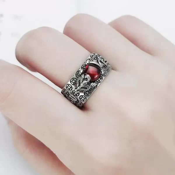 Natural Garnet Pixiu Ring