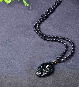 Nine-Tailed Fox Rainbow Obsidian Necklace