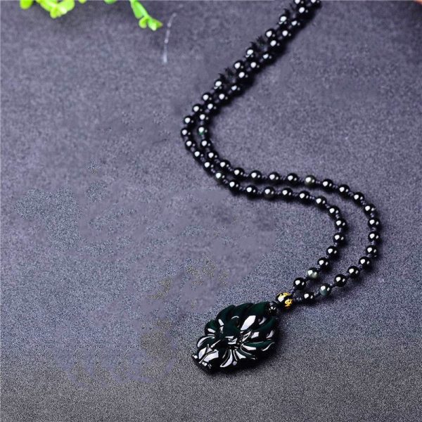 Nine-Tailed Fox Rainbow Obsidian Necklace