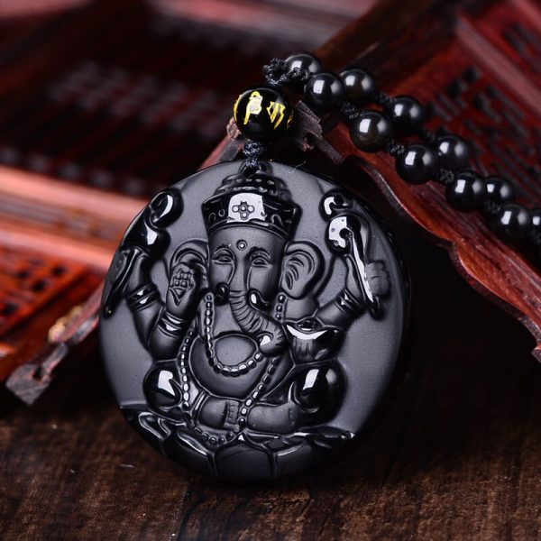 Obsidian Lord Ganesha Pendant