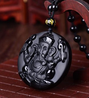 Obsidian Lord Ganesha Pendant