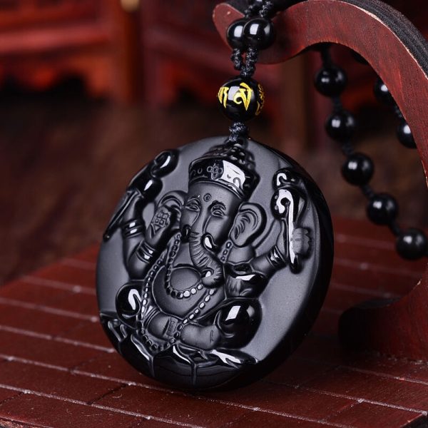 Obsidian Lord Ganesha Pendant