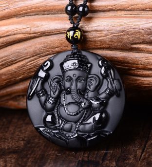 Obsidian Lord Ganesha Pendant