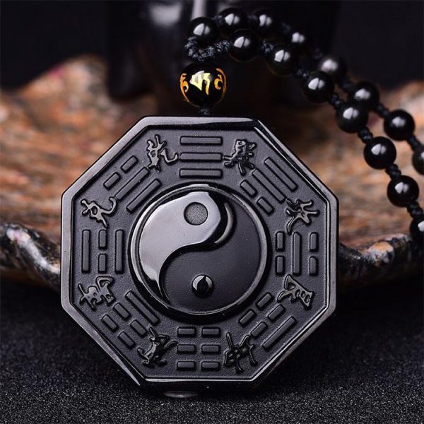 Obsidian Yin and Yang Necklace