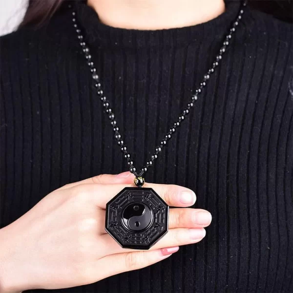 Obsidian Yin and Yang Necklace