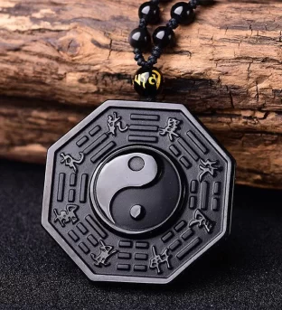 Obsidian Yin and Yang Necklace