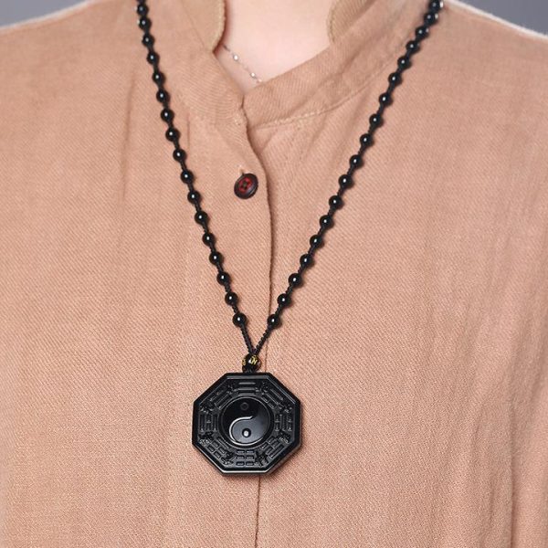 Obsidian Yin and Yang Necklace