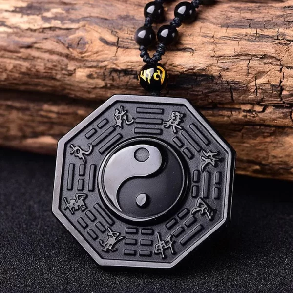 Obsidian Yin and Yang Necklace