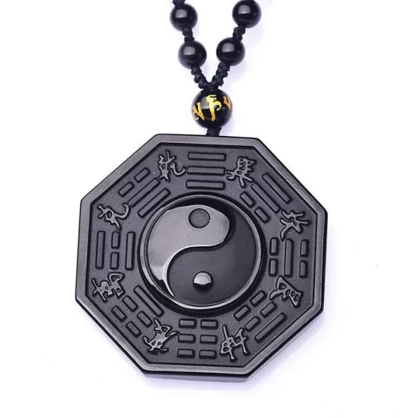 Obsidian Yin and Yang Necklace