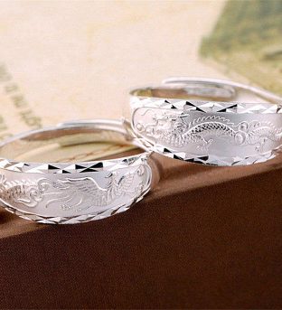 Silver Dragon and Phoenix Rings