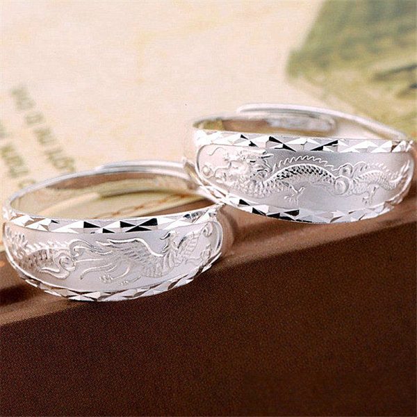 Silver Dragon and Phoenix Rings
