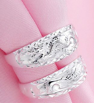 Silver Dragon and Phoenix Rings