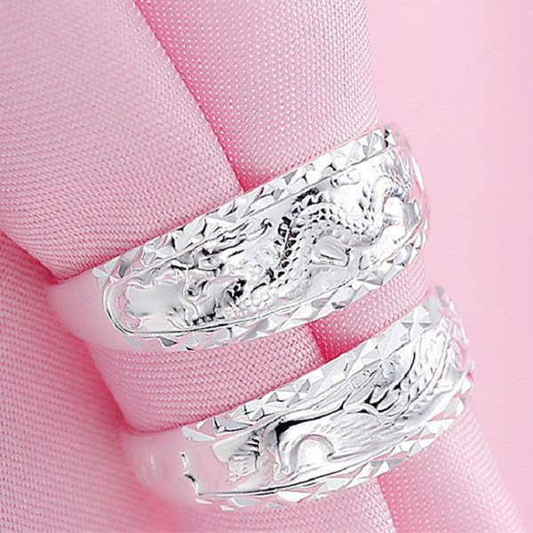 Silver Dragon and Phoenix Rings